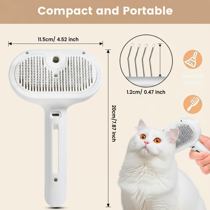 Cepillo de vapor 3 en 1 para gatos, cepillo de vapor para mascotas de pelo largo o corto para perros y gatos